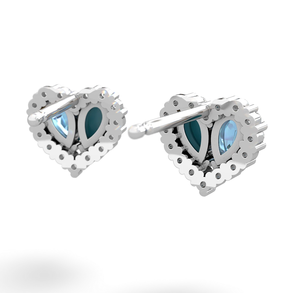 Blue Topaz Halo 14K White Gold earrings E7008