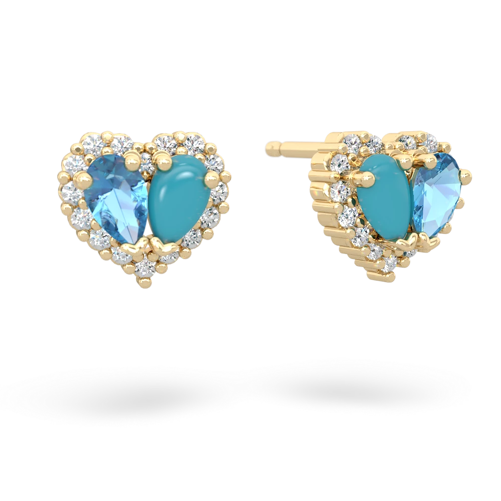 Blue Topaz Halo 14K Yellow Gold earrings E7008