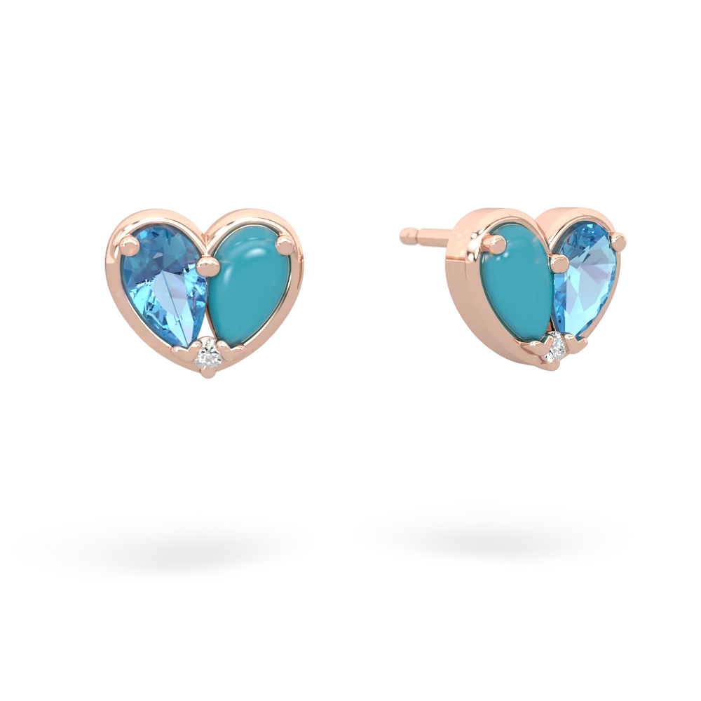 Blue Topaz 'Our Heart' 14K Rose Gold earrings E5072