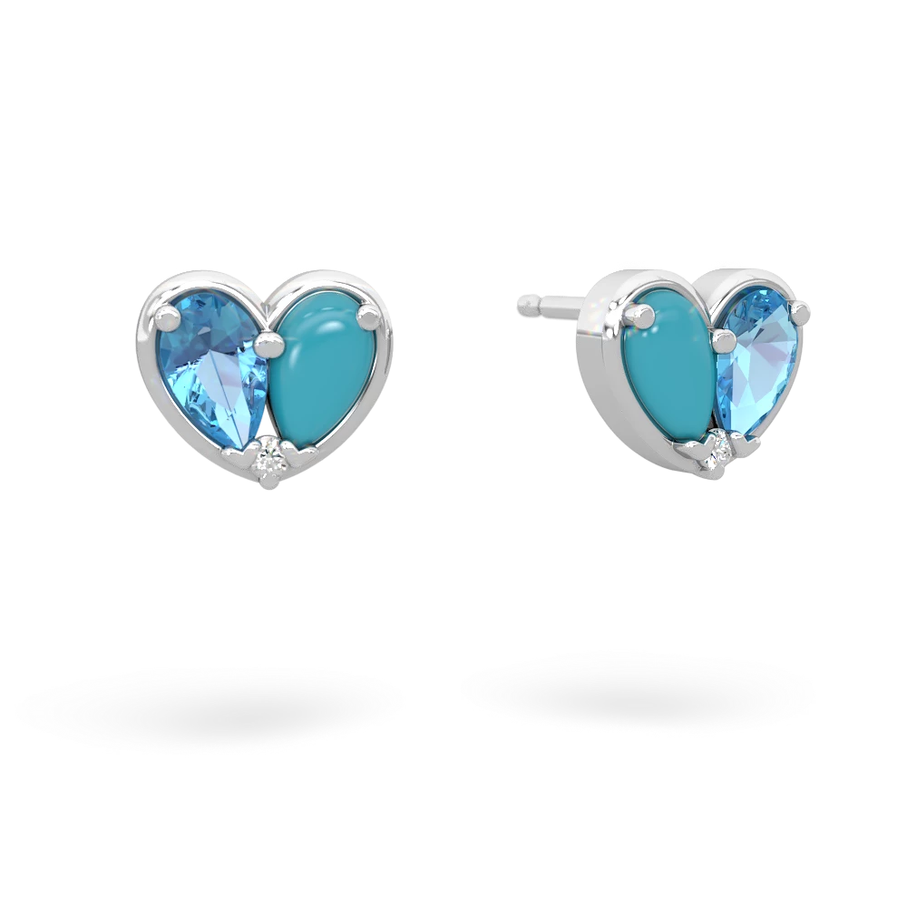 Blue Topaz 'Our Heart' 14K White Gold earrings E5072