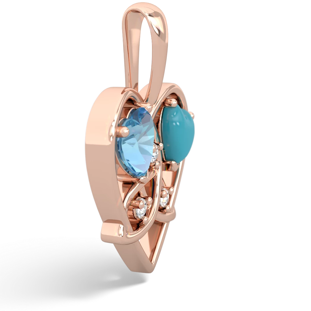 Blue Topaz Celtic Trinity Heart 14K Rose Gold pendant P5331