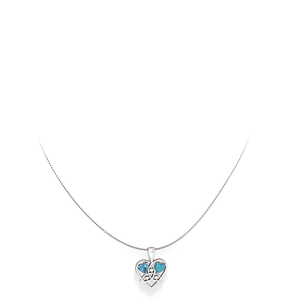 Blue Topaz Celtic Trinity Heart 14K White Gold pendant P5331