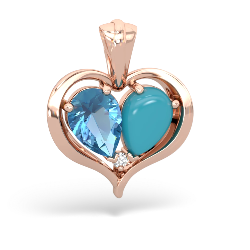 Blue Topaz Two Become One 14K Rose Gold pendant P5330