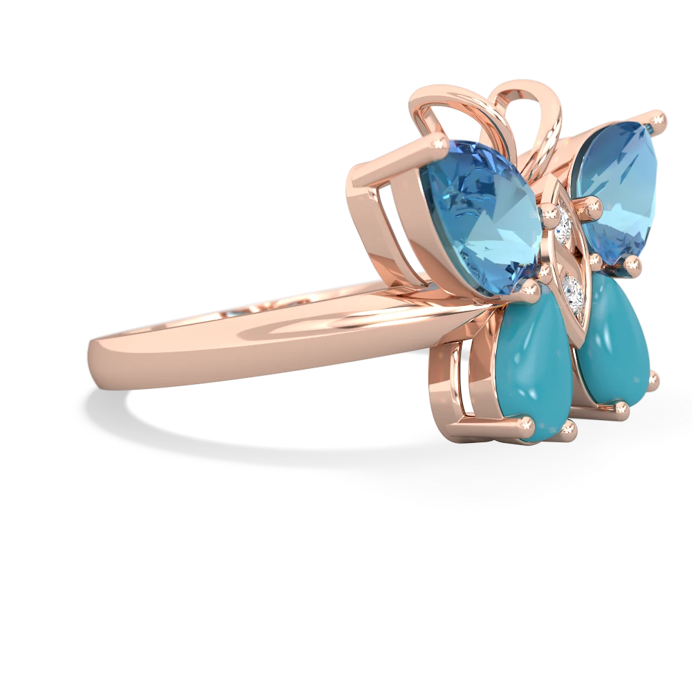 Blue Topaz Butterfly 14K Rose Gold ring R2215