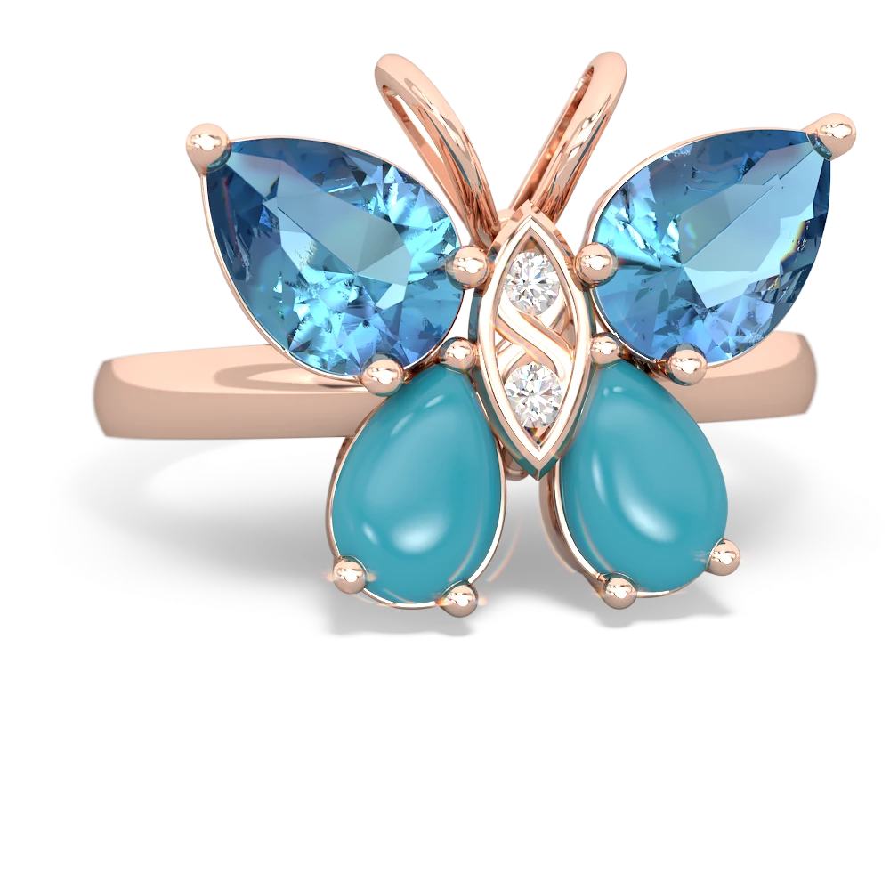 Blue Topaz Butterfly 14K Rose Gold ring R2215