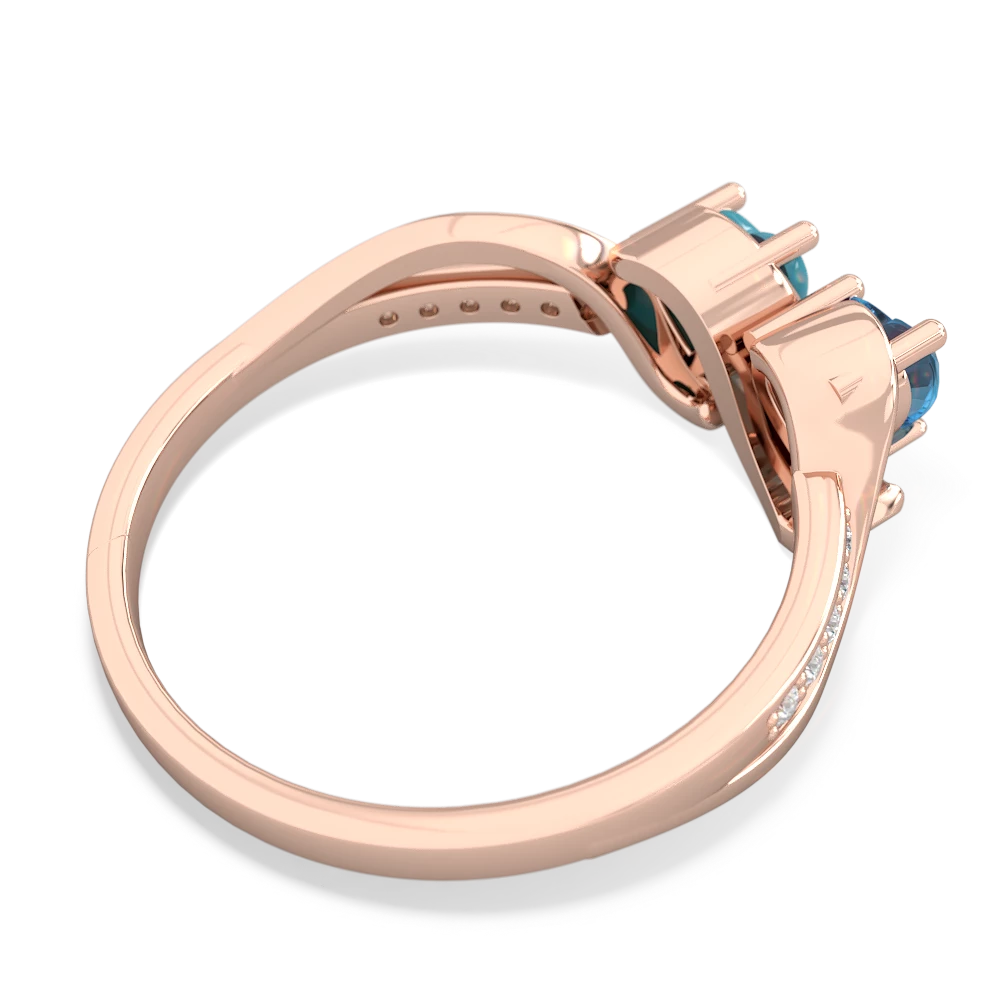 Blue Topaz Side By Side 14K Rose Gold ring R3090