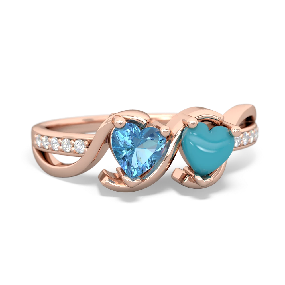 Blue Topaz Side By Side 14K Rose Gold ring R3090