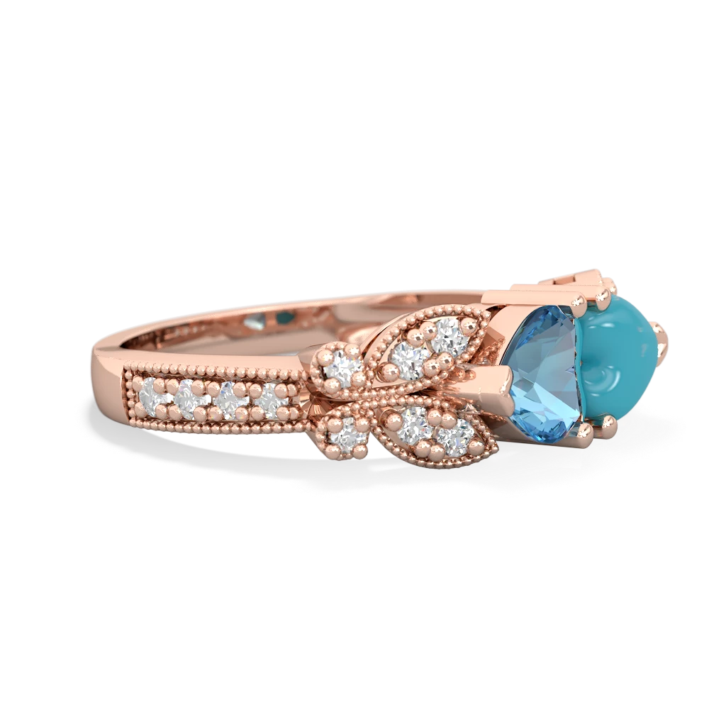 Blue Topaz Diamond Butterflies 14K Rose Gold ring R5601