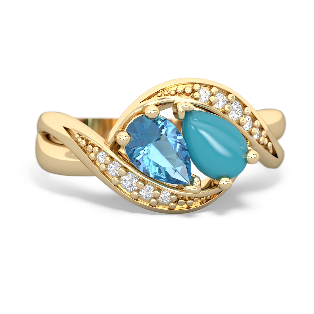 Blue Topaz Summer Winds 14K Yellow Gold ring R5342