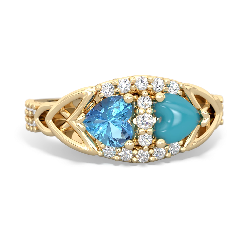 Blue Topaz Sparkling Celtic Knot 14K Yellow Gold ring R2645