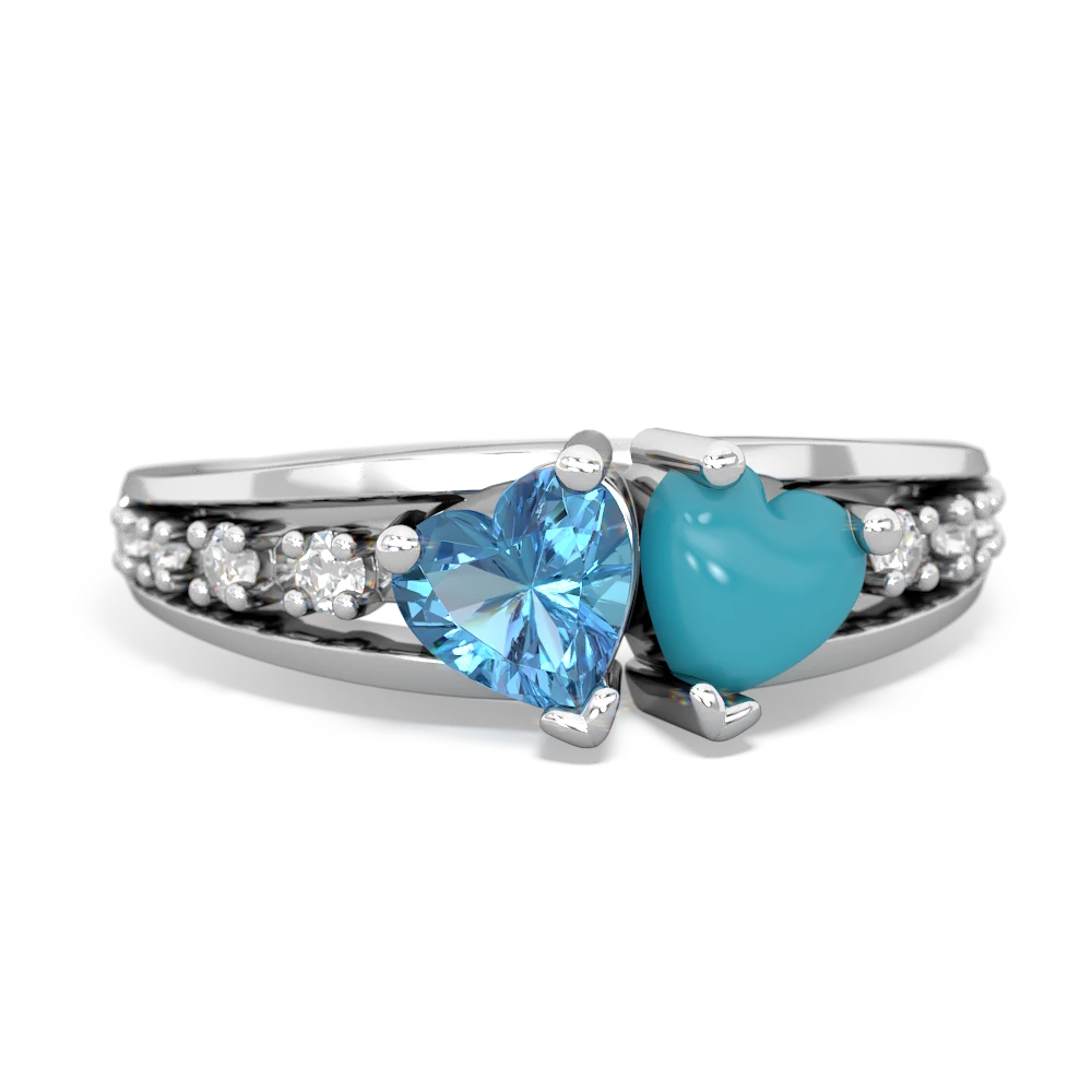 Blue Topaz Heart To Heart 14K White Gold ring R3342