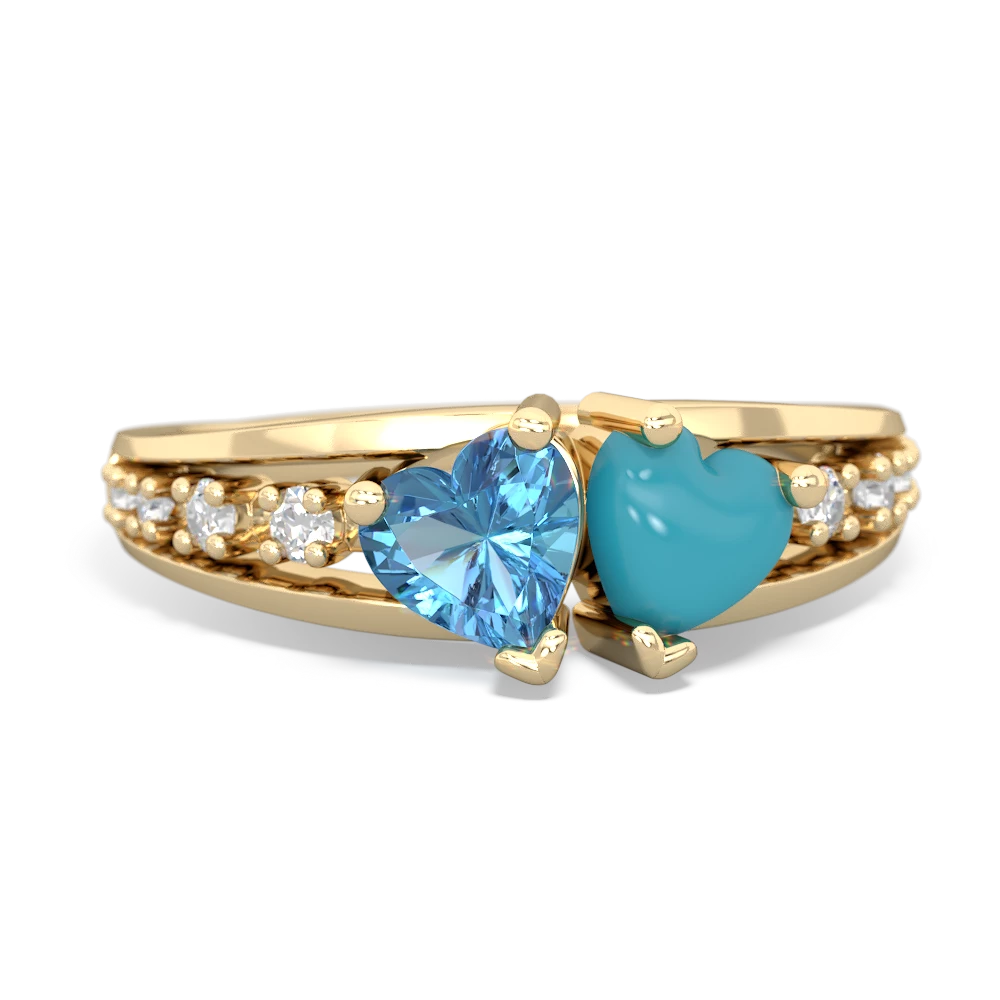 Blue Topaz Heart To Heart 14K Yellow Gold ring R3342