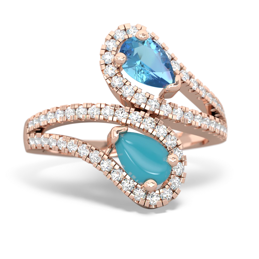 Blue Topaz Diamond Dazzler 14K Rose Gold ring R3000