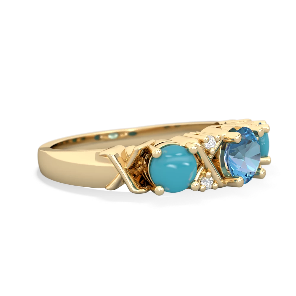 Blue Topaz Hugs And Kisses 14K Yellow Gold ring R5016