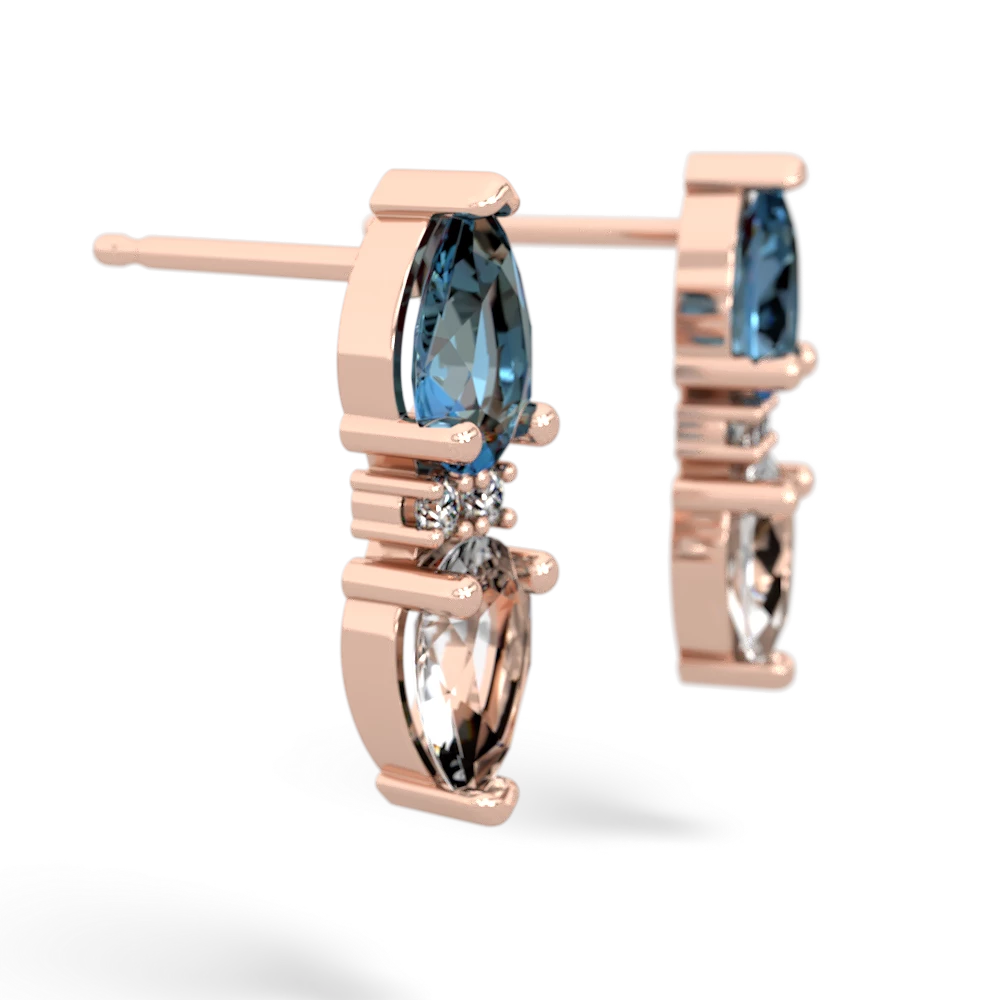 Blue Topaz Bowtie Drop 14K Rose Gold earrings E0865