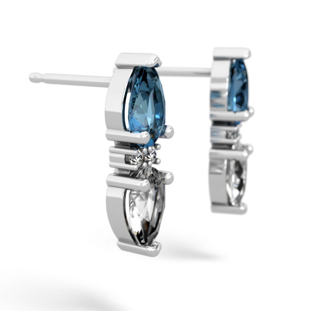 Blue Topaz Bowtie Drop 14K White Gold earrings E0865