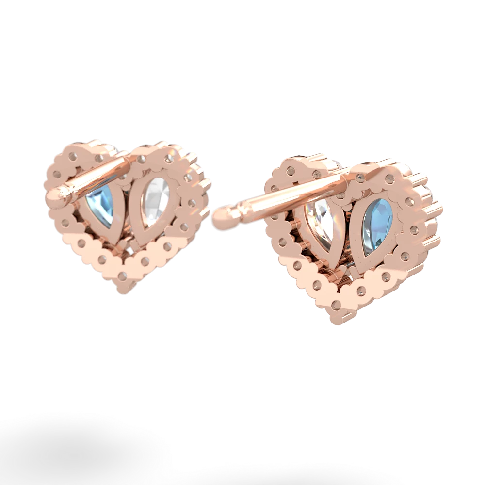 Blue Topaz Halo 14K Rose Gold earrings E7008