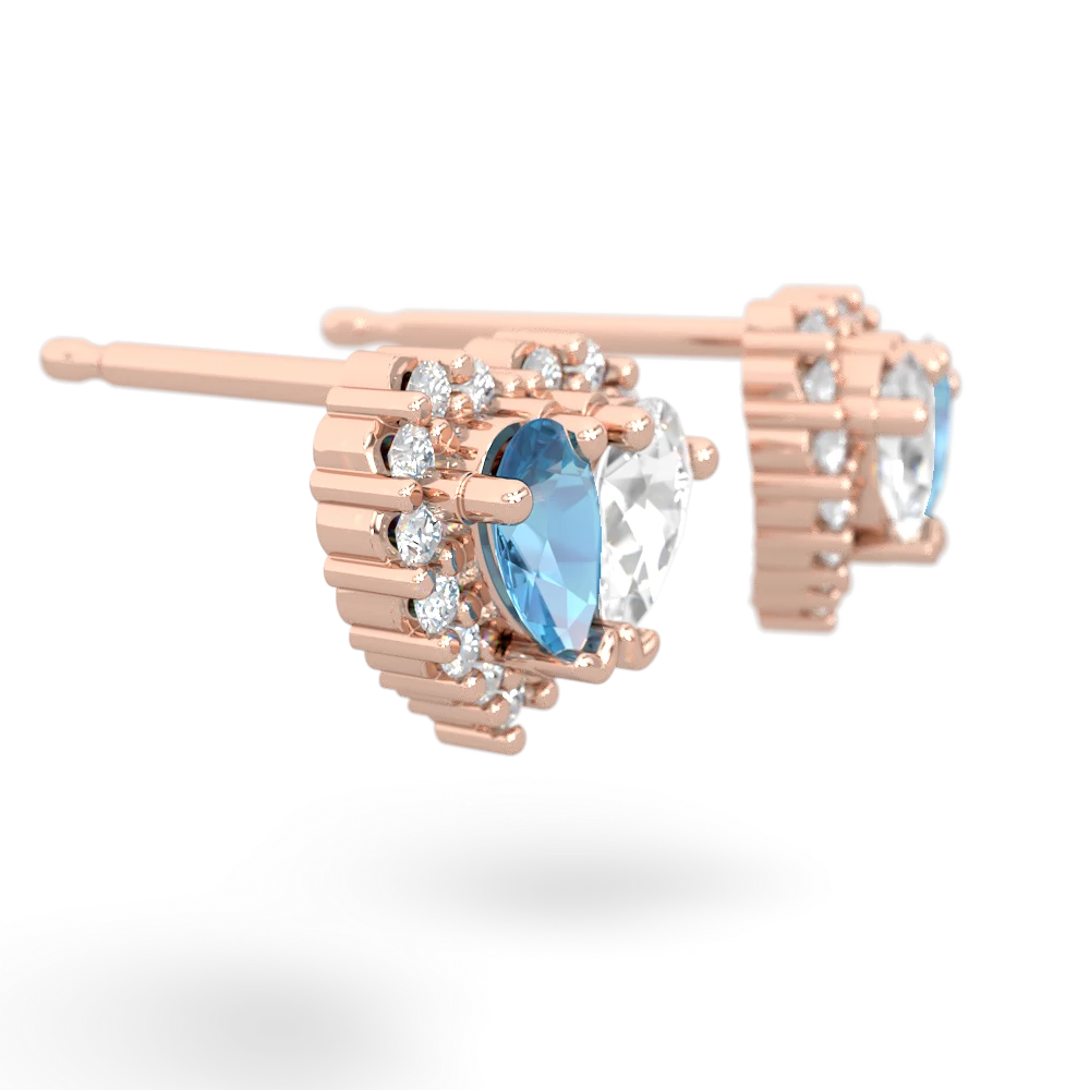 Blue Topaz Halo 14K Rose Gold earrings E7008