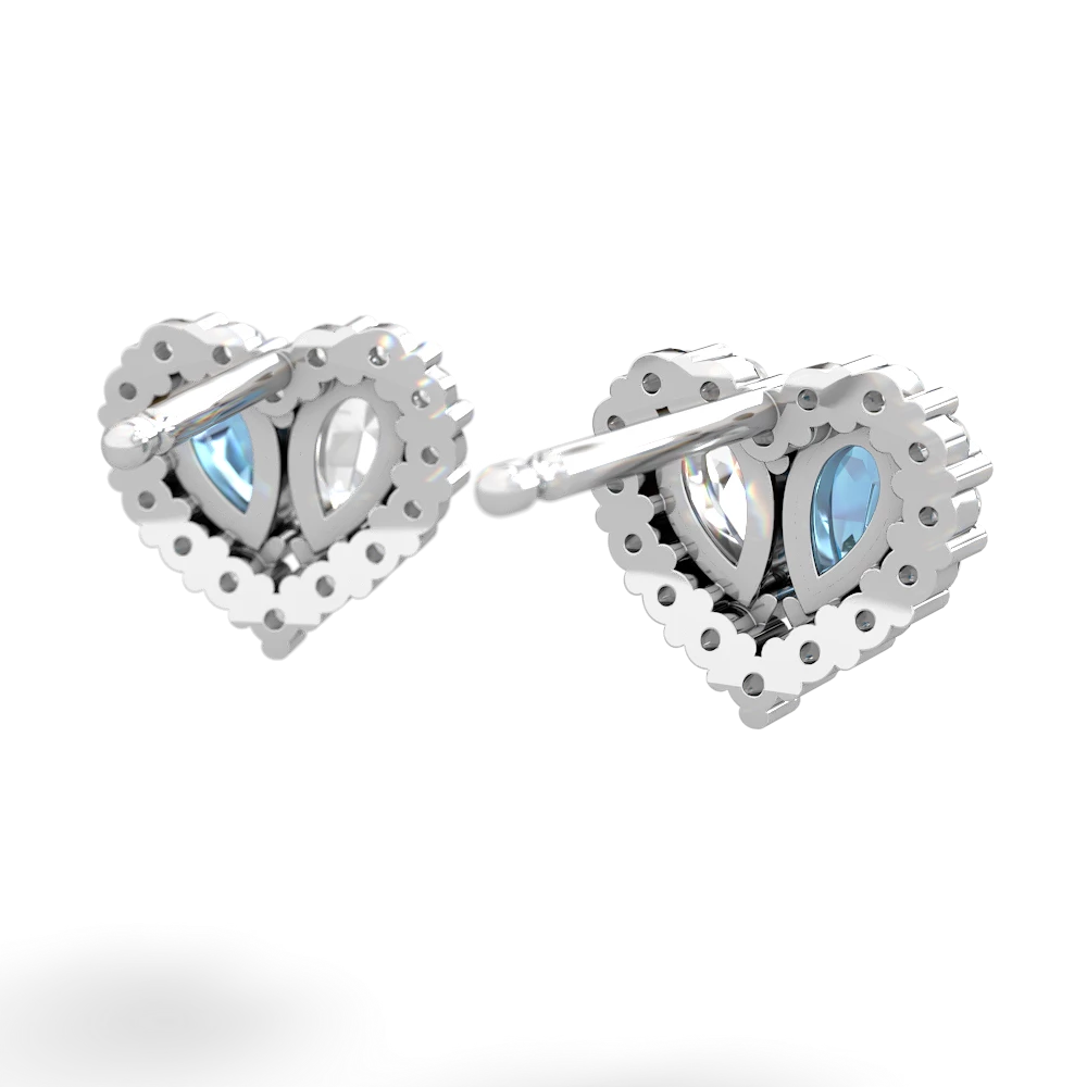 Blue Topaz Halo 14K White Gold earrings E7008