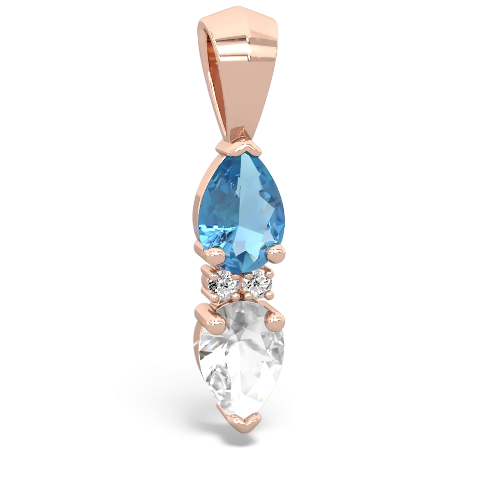 Blue Topaz Bowtie Drop 14K Rose Gold pendant P0865