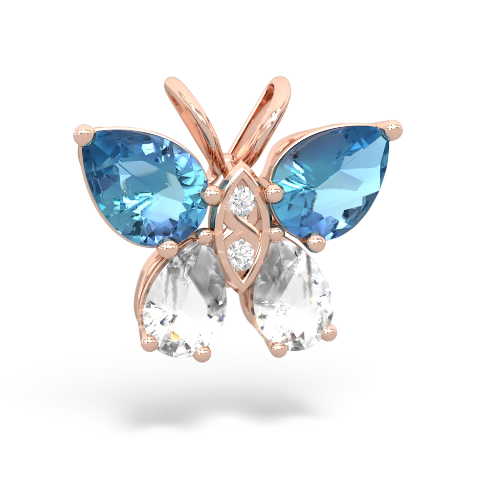 Blue Topaz Butterfly 14K Rose Gold pendant P2215