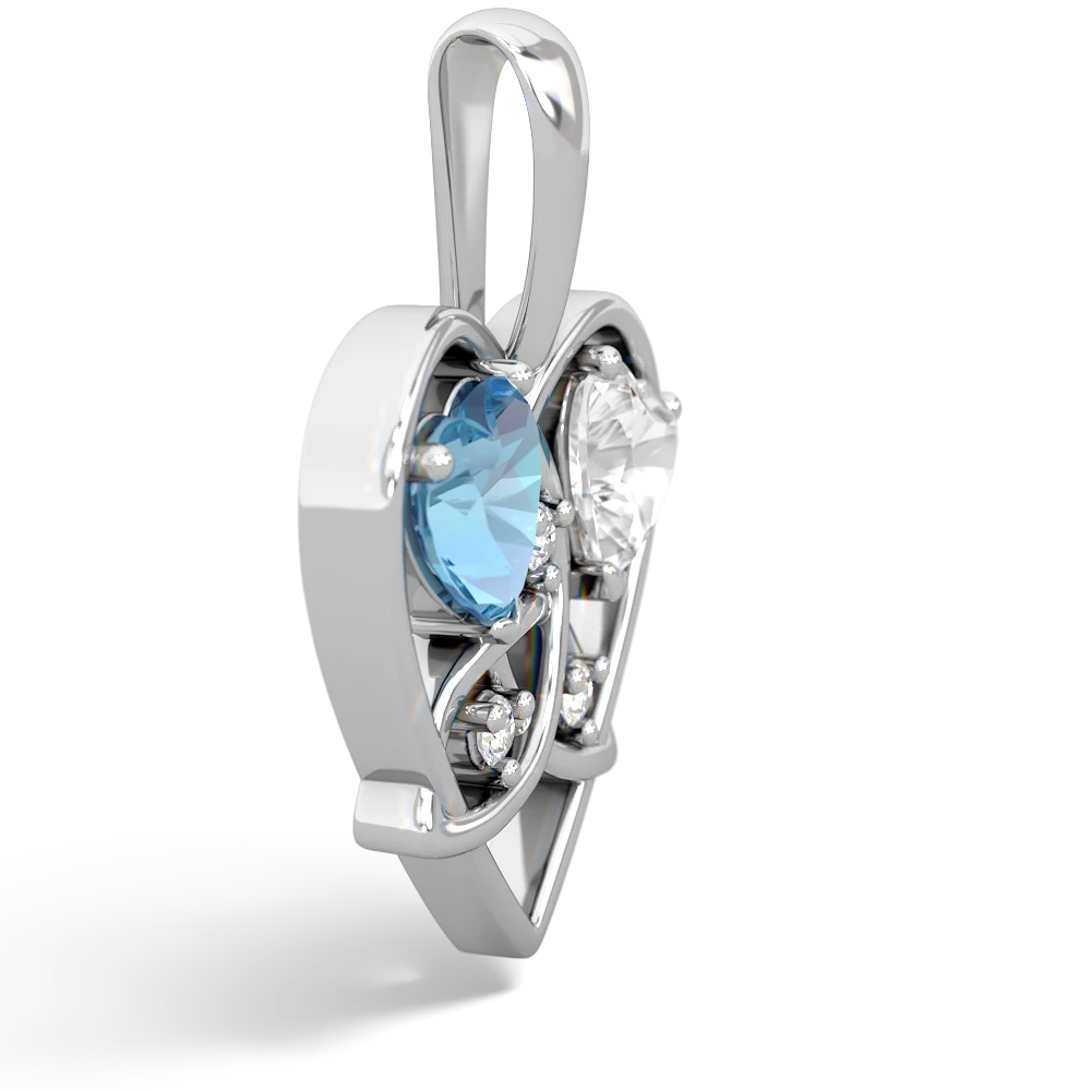 Blue Topaz Celtic Trinity Heart 14K White Gold pendant P5331