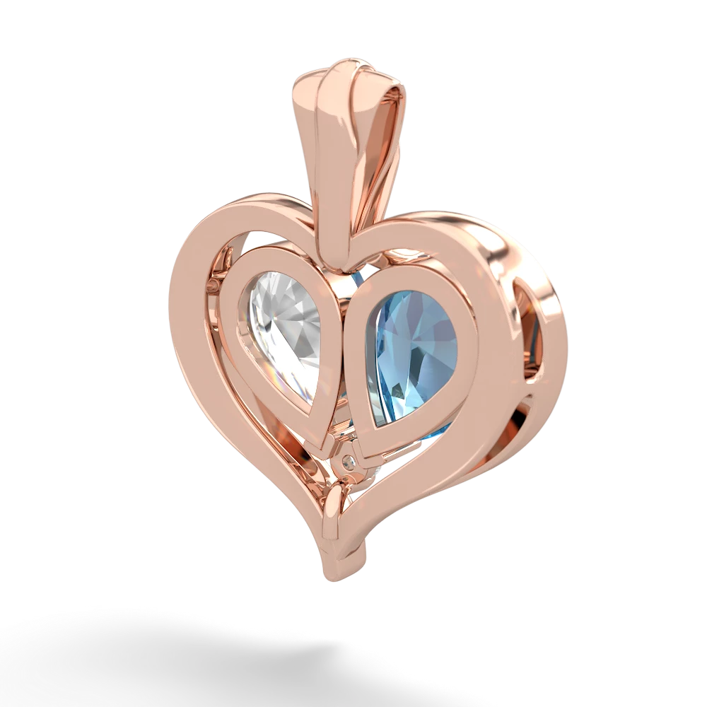 Blue Topaz Two Become One 14K Rose Gold pendant P5330