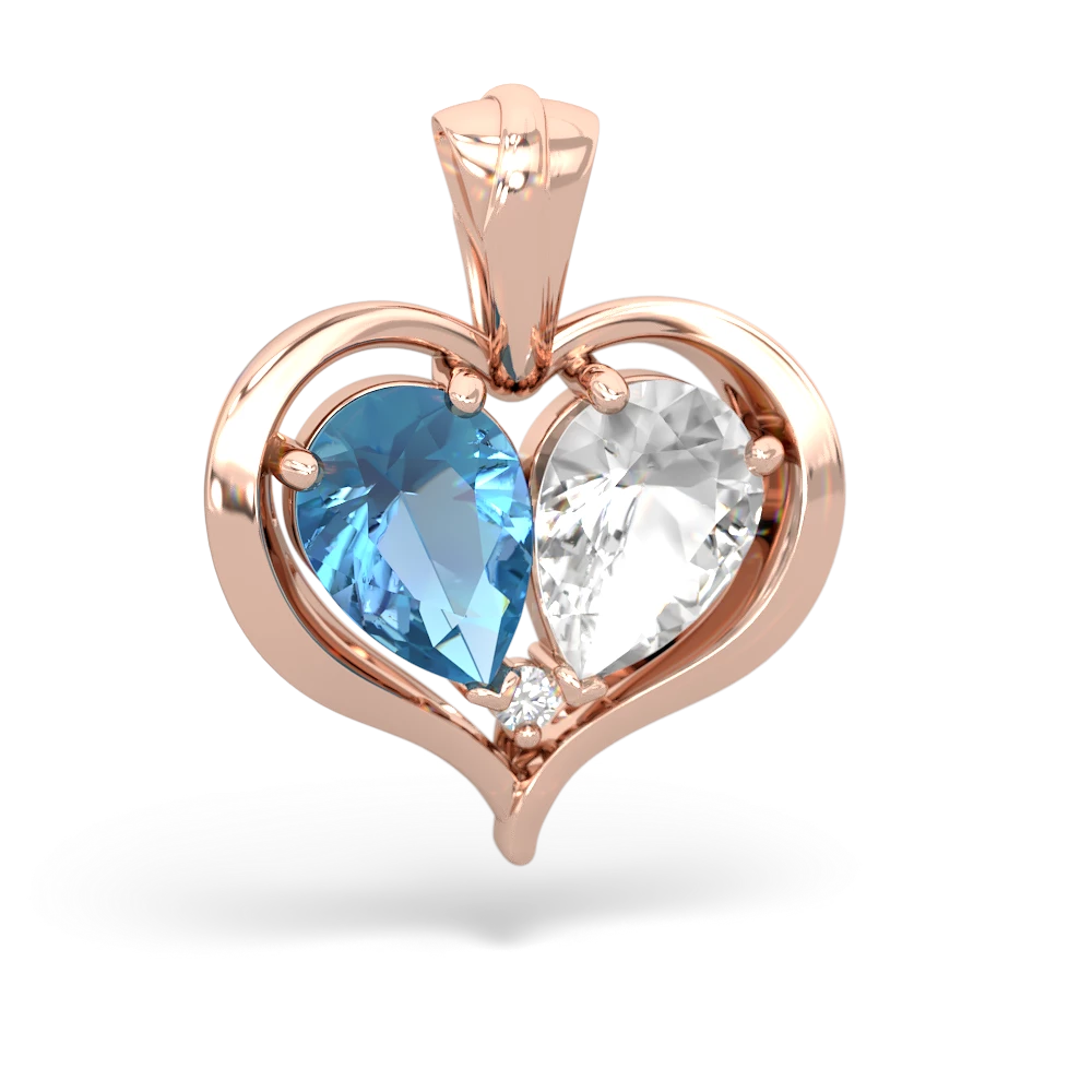 Blue Topaz Two Become One 14K Rose Gold pendant P5330