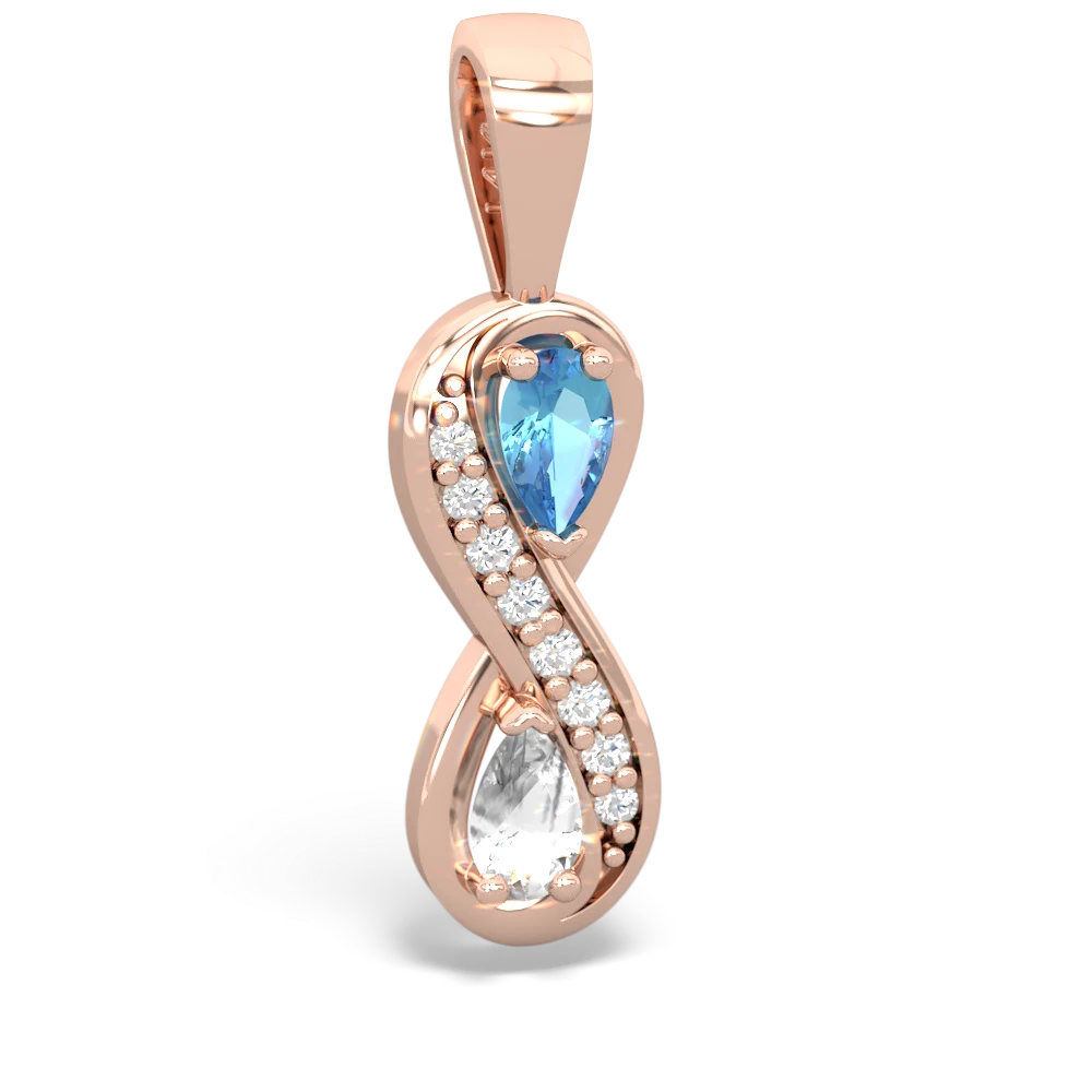 Blue Topaz Diamond Infinity 14K Rose Gold pendant P5390