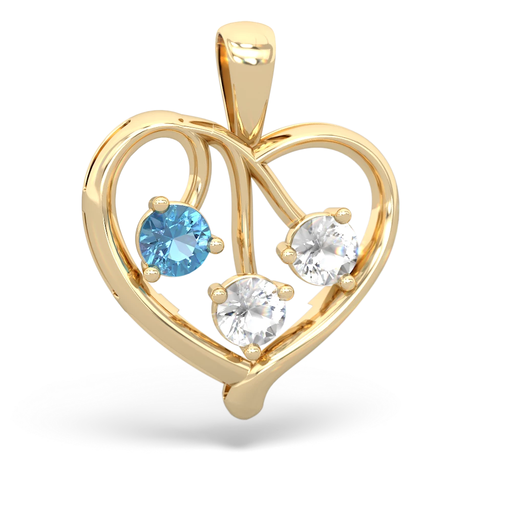 Blue Topaz Glowing Heart 14K Yellow Gold pendant P2233