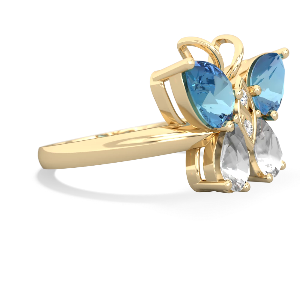 Blue Topaz Butterfly 14K Yellow Gold ring R2215