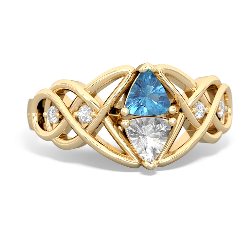 Blue Topaz Keepsake Celtic Knot 14K Yellow Gold ring R5300