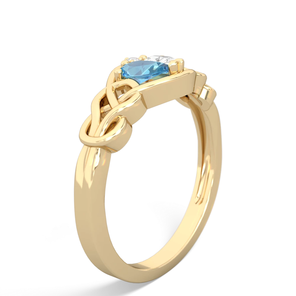 Blue Topaz Celtic Love Knot 14K Yellow Gold ring R5420