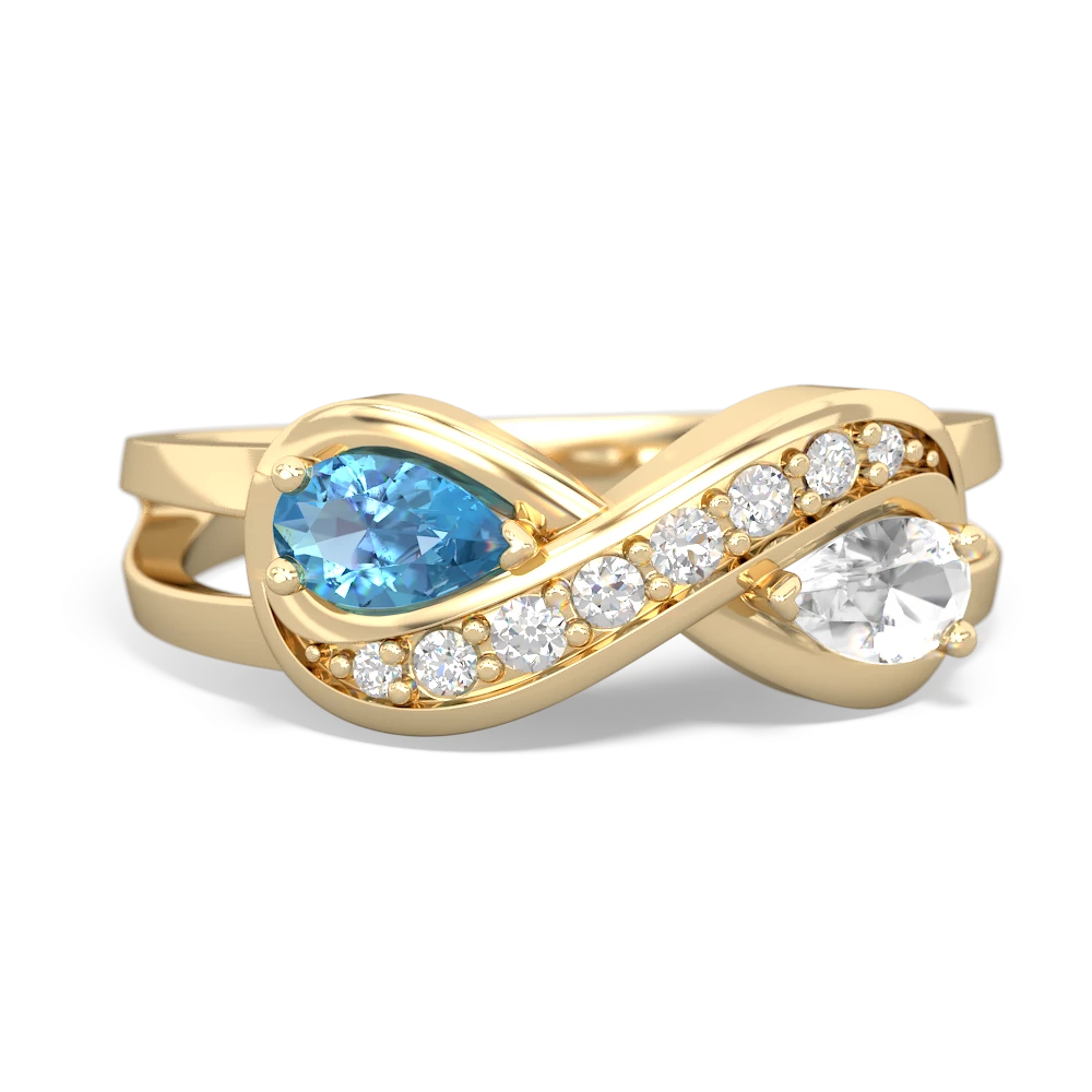 Blue Topaz Diamond Infinity 14K Yellow Gold ring R5390