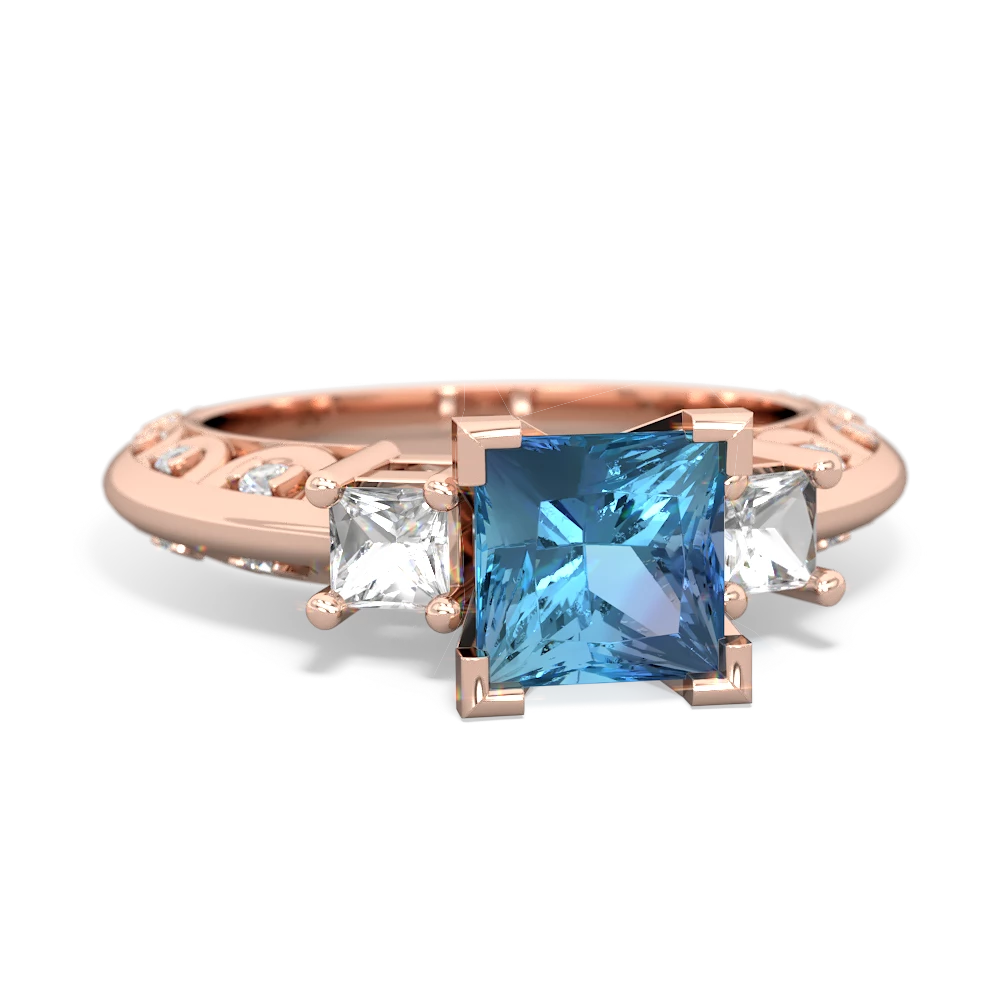 Blue Topaz Eternal Embrace Engagement 14K Rose Gold ring C2001