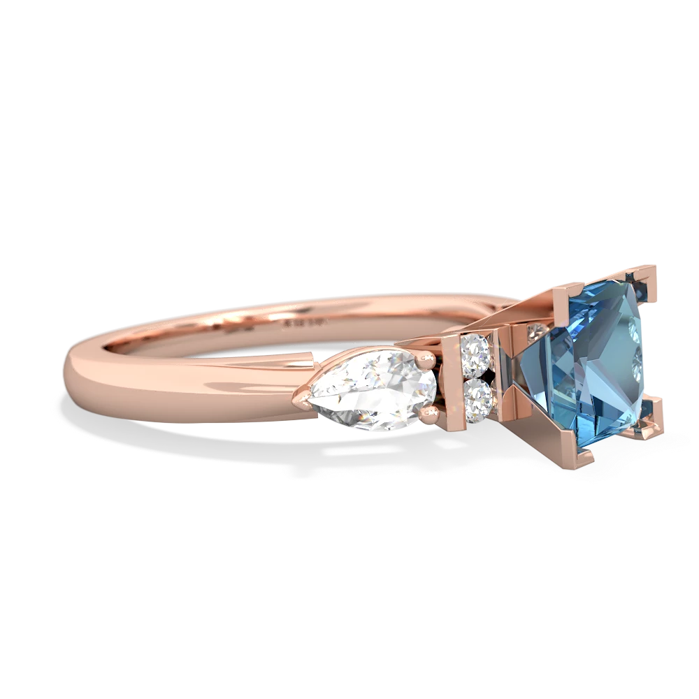 Blue Topaz 6Mm Princess Eternal Embrace Engagement 14K Rose Gold ring C2002