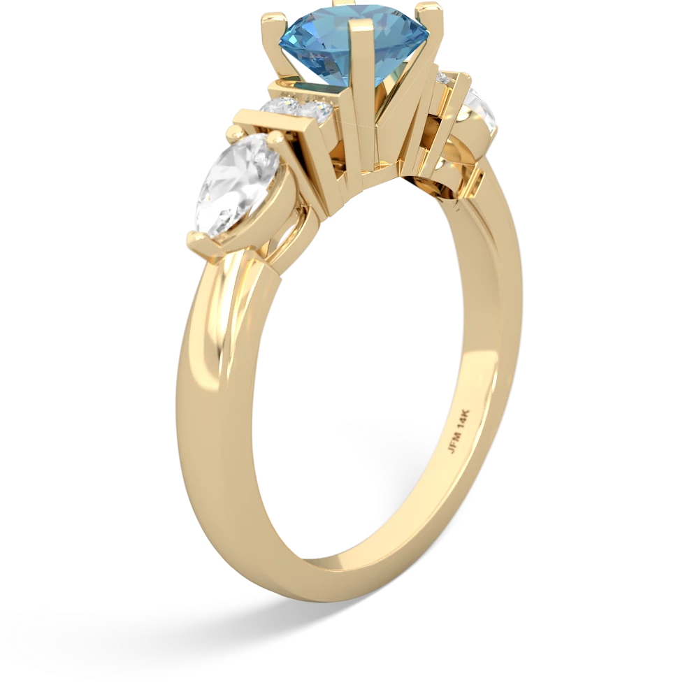 Blue Topaz 6Mm Round Eternal Embrace Engagement 14K Yellow Gold ring R2005