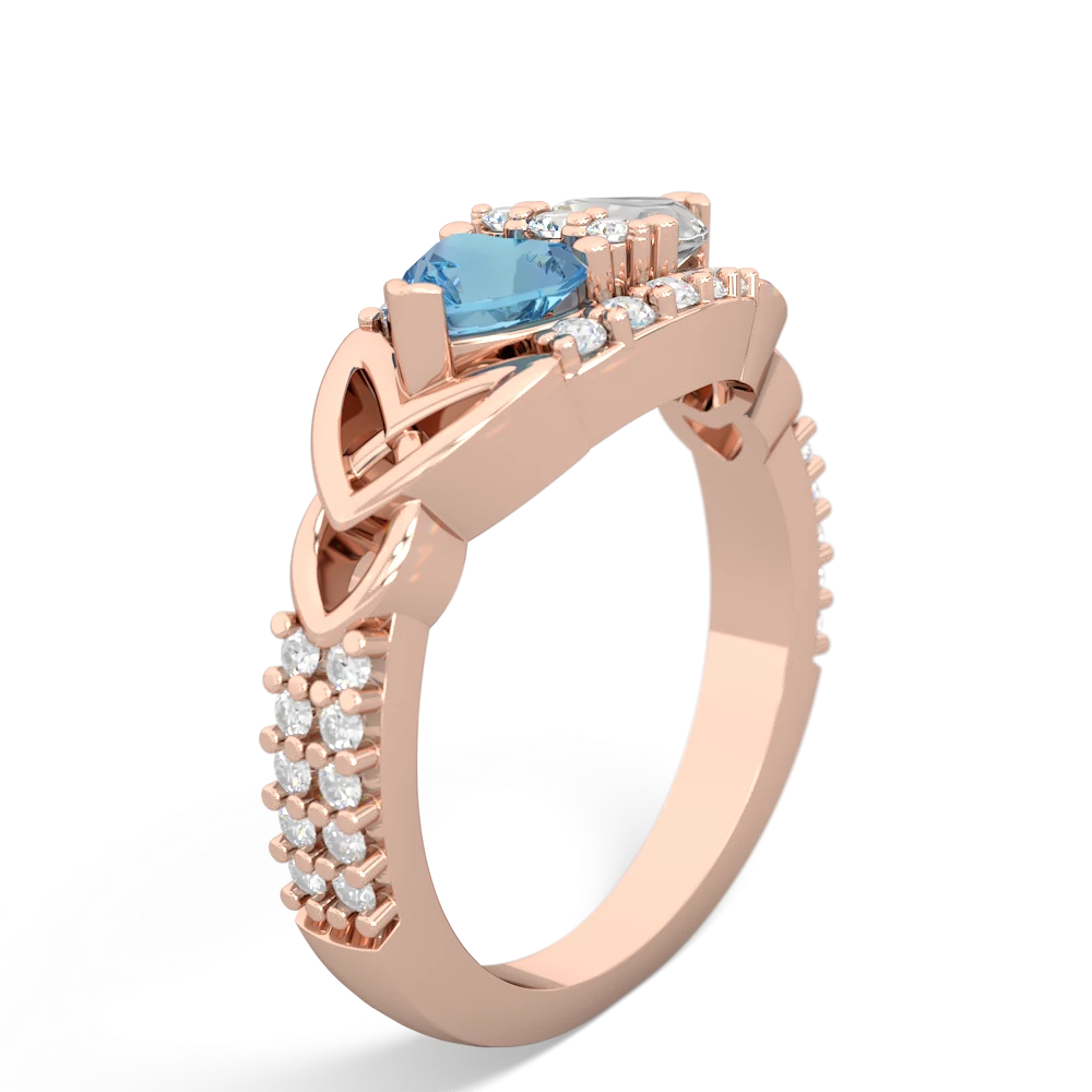 Blue Topaz Sparkling Celtic Knot 14K Rose Gold ring R2645