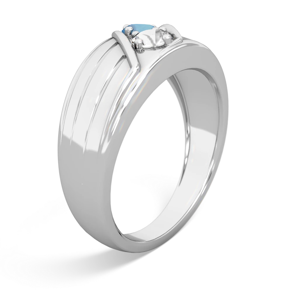 Blue Topaz Men's Streamline 14K White Gold ring R0460