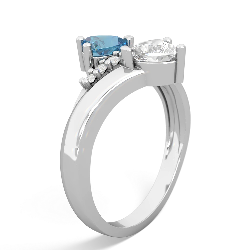 Blue Topaz Heart To Heart 14K White Gold ring R2064