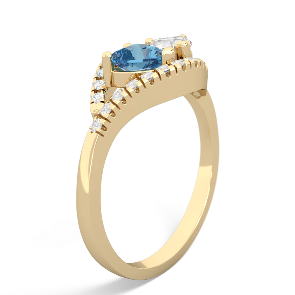 Blue Topaz Mother And Child 14K Yellow Gold ring R3010