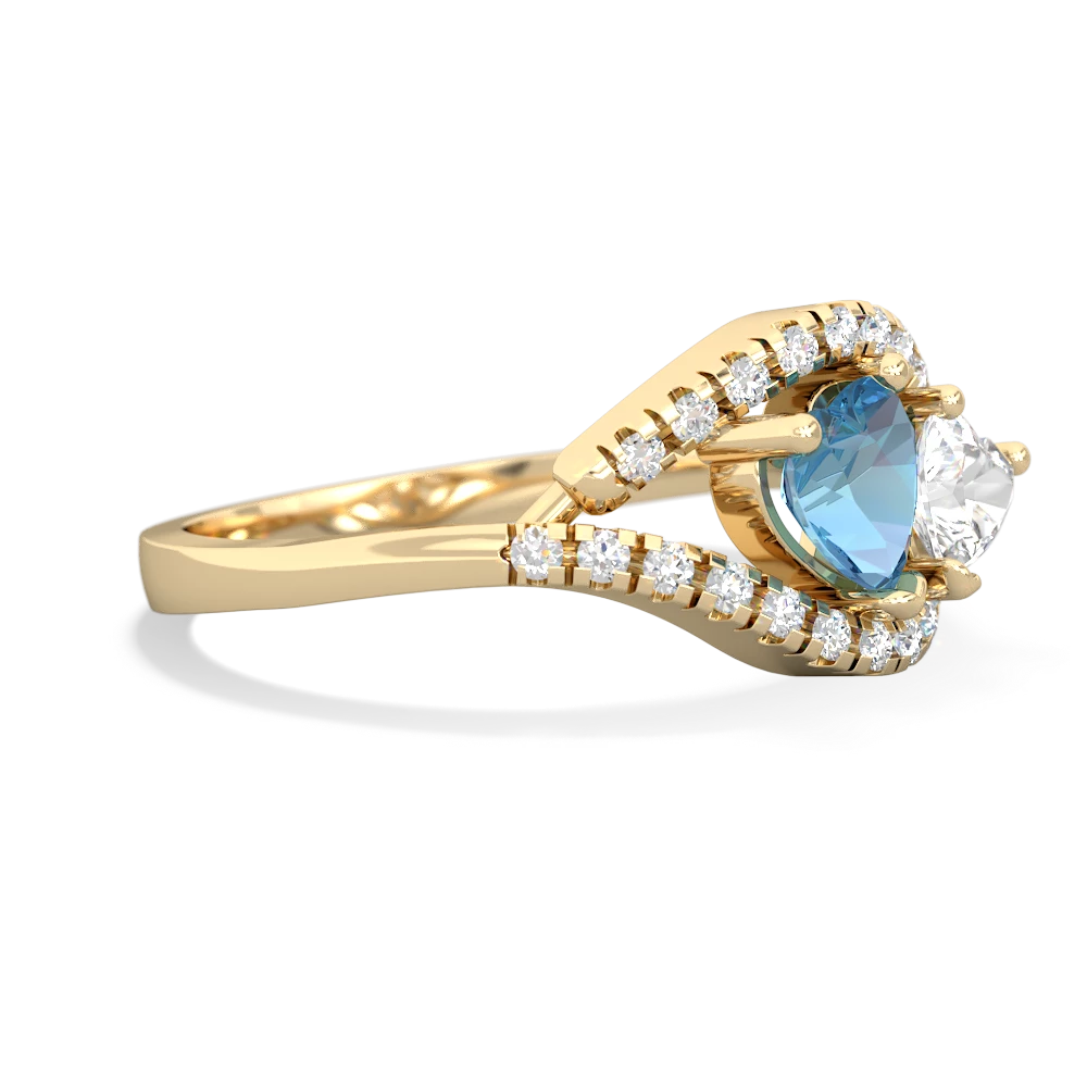 Blue Topaz Mother And Child 14K Yellow Gold ring R3010