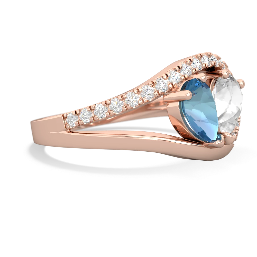 Blue Topaz Nestled Heart Keepsake 14K Rose Gold ring R5650