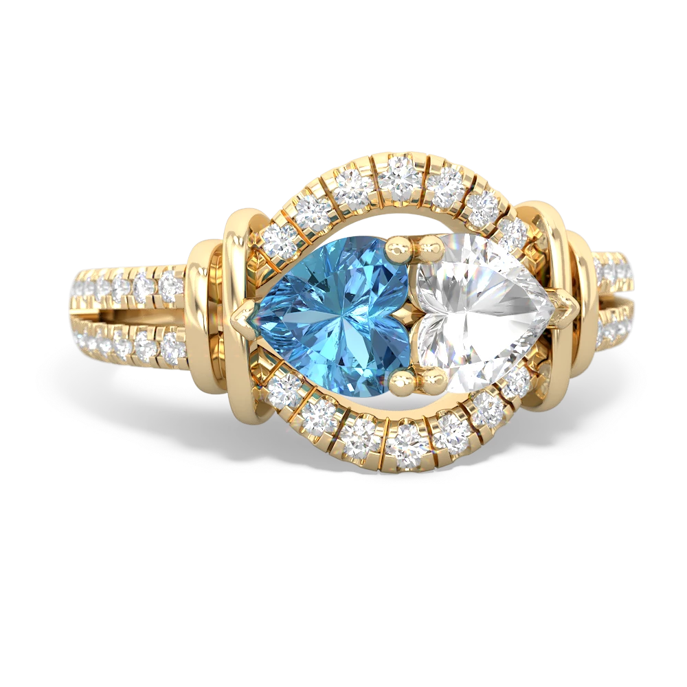 Blue Topaz Art-Deco Keepsake 14K Yellow Gold ring R5630