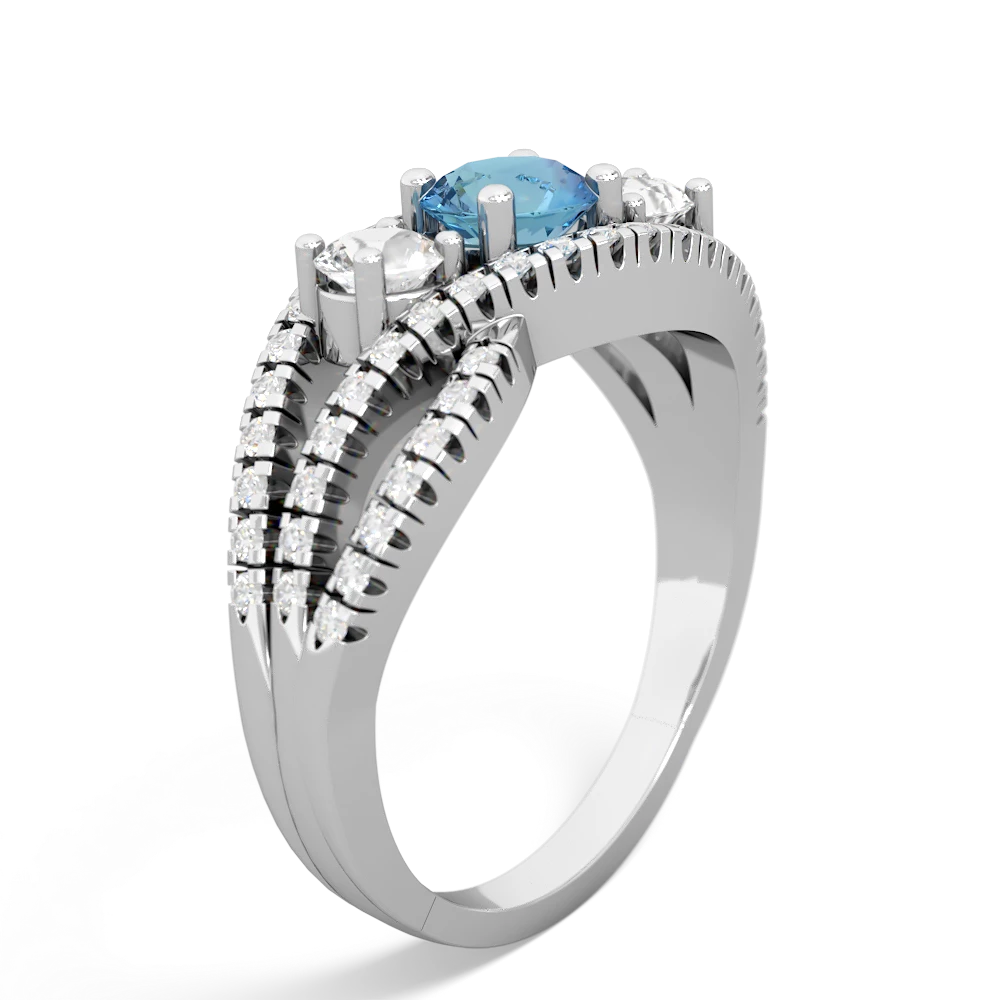 Blue Topaz Three Stone Aurora 14K White Gold ring R3080