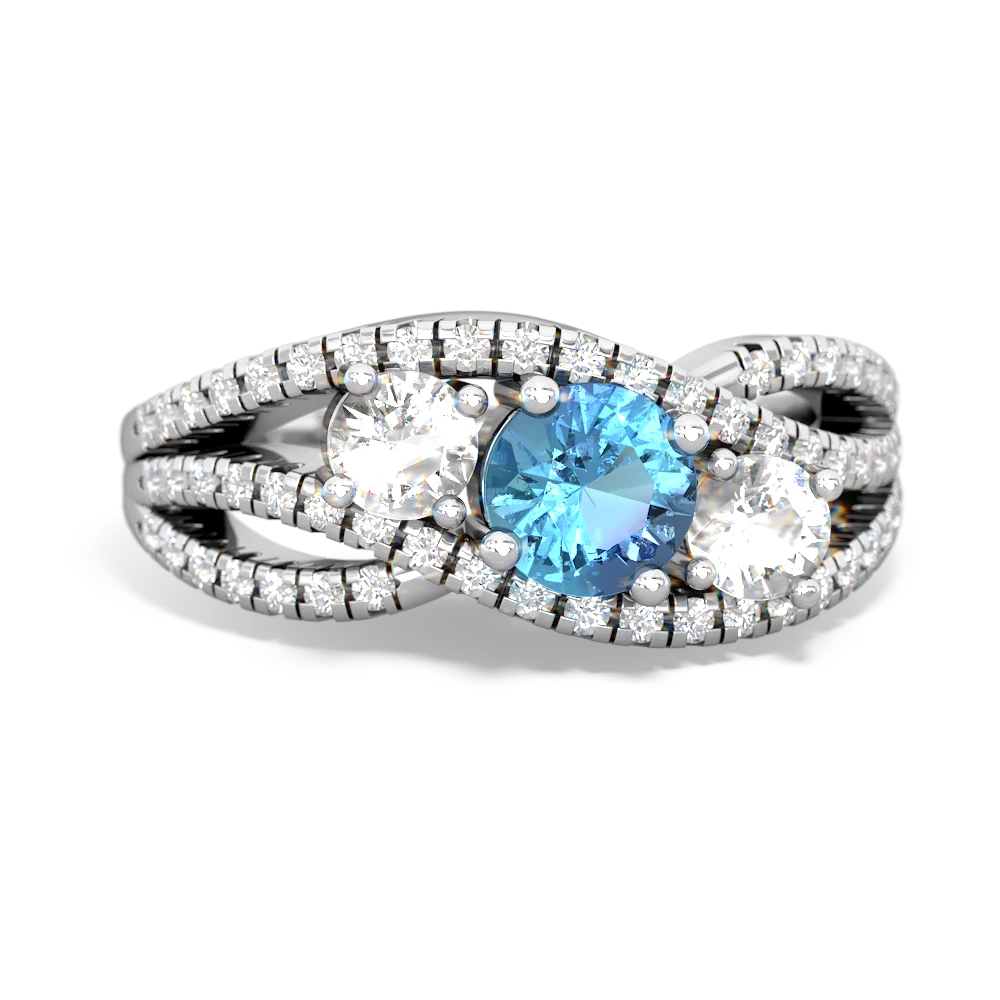 Blue Topaz Three Stone Aurora 14K White Gold ring R3080