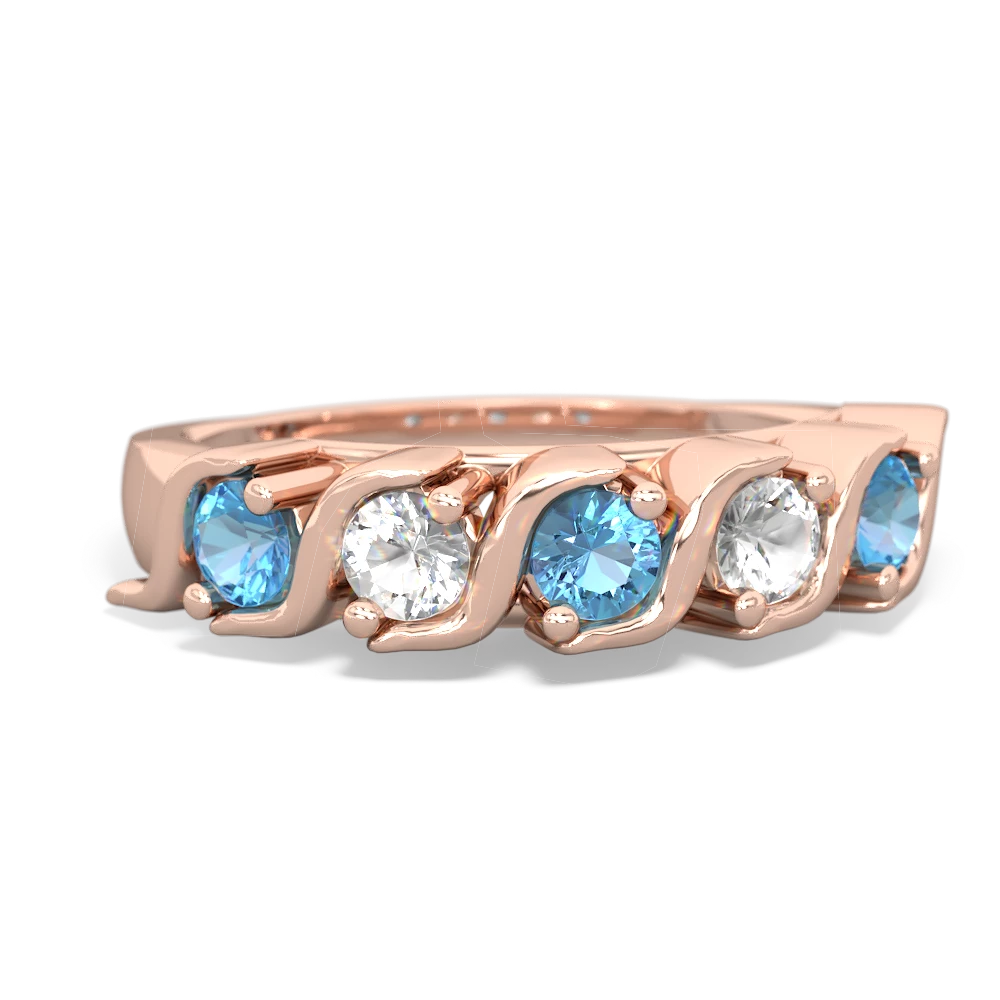 Blue Topaz Anniversary Band 14K Rose Gold ring R2089