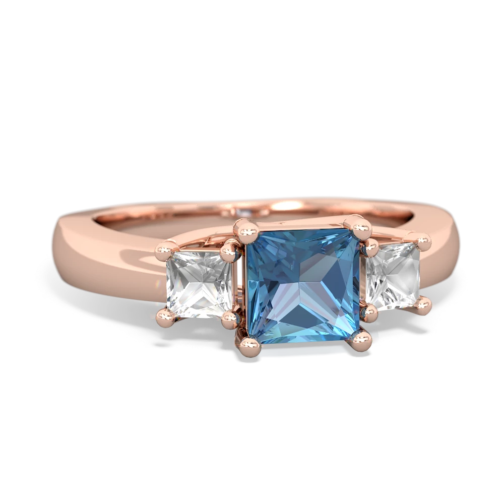 Blue Topaz Three Stone Trellis 14K Rose Gold ring R4015