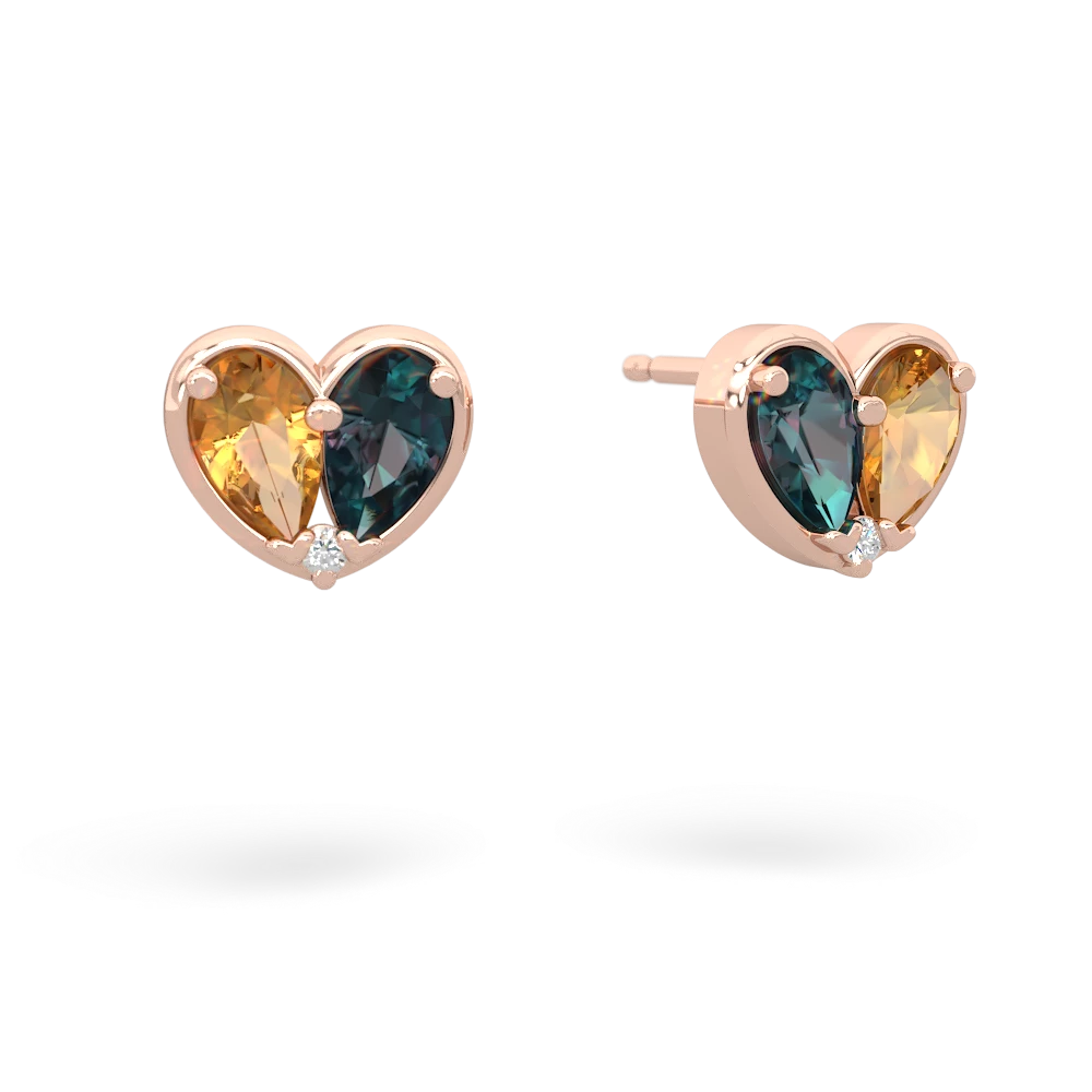 Citrine 'Our Heart' 14K Rose Gold earrings E5072