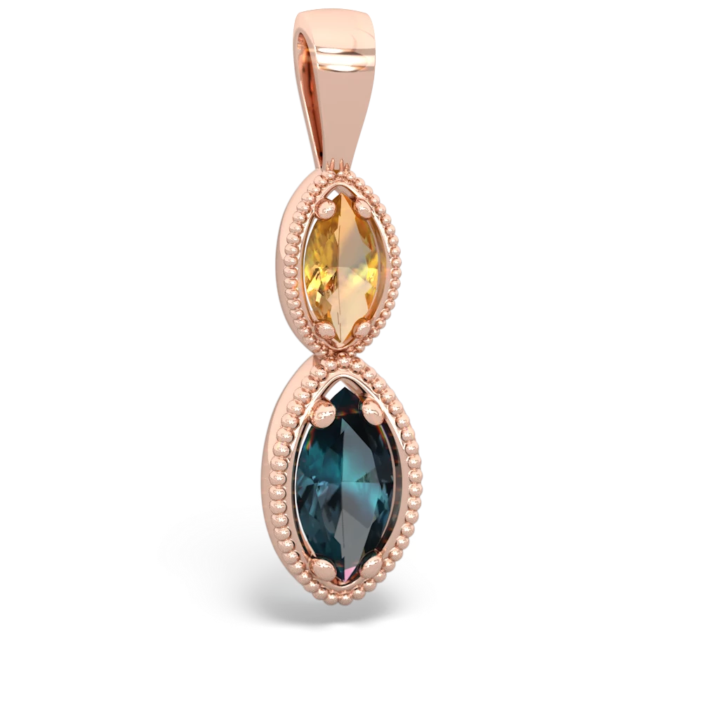 Citrine Antique-Style Halo 14K Rose Gold pendant P5700